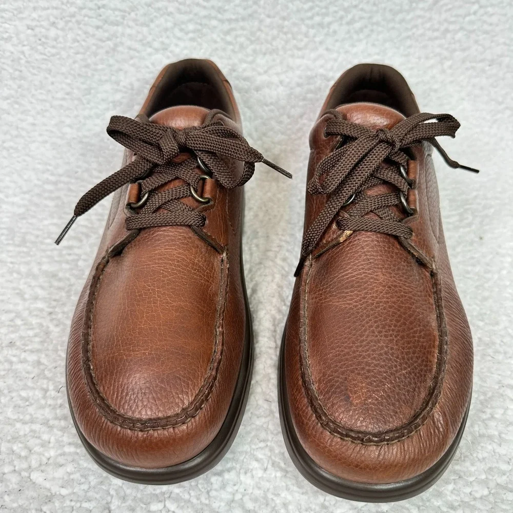 SAS Leather Lace Up Comfort Walking Shoes Tripad Mens 12M Brown Made USA Moc Toe